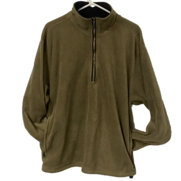 Cutter & Buck Mens Olive Green Fleece Pullover 1/4 Zip Jacket - Picture 1 of 6